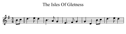 Isles Of Gletness, The  - staff notation