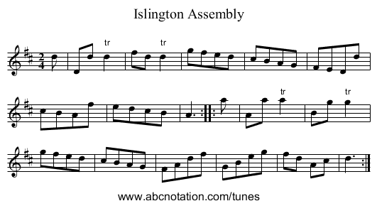 Islington Assembly - staff notation