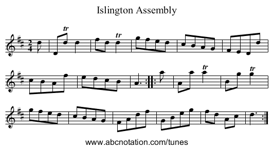 Islington Assembly - staff notation