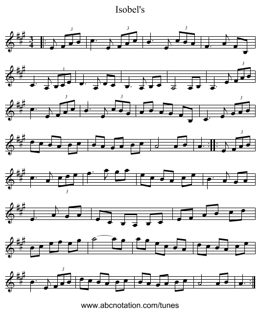 Isobel's - staff notation