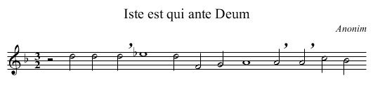 Iste est qui ante Deum - staff notation
