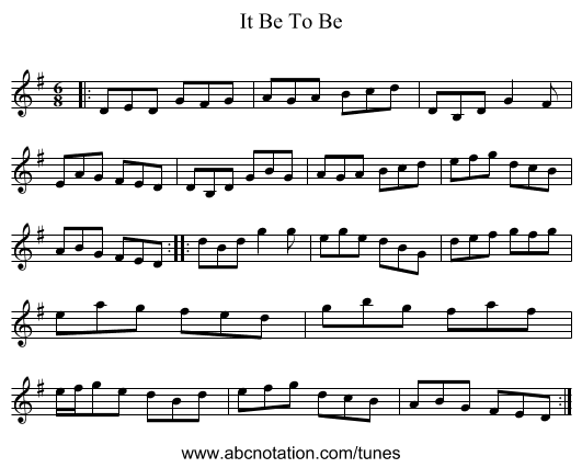 It Be To Be - staff notation