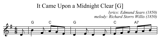 It Came Upon a Midnight Clear [G] - staff notation