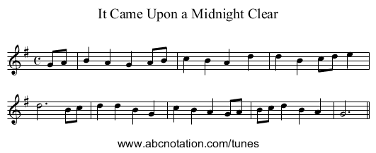 It Came Upon a Midnight Clear - staff notation