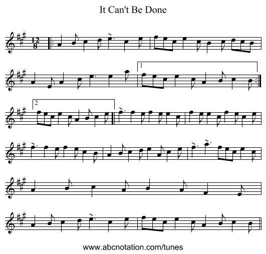 It Can't Be Done - staff notation