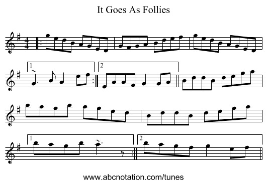 It Goes As Follies - staff notation