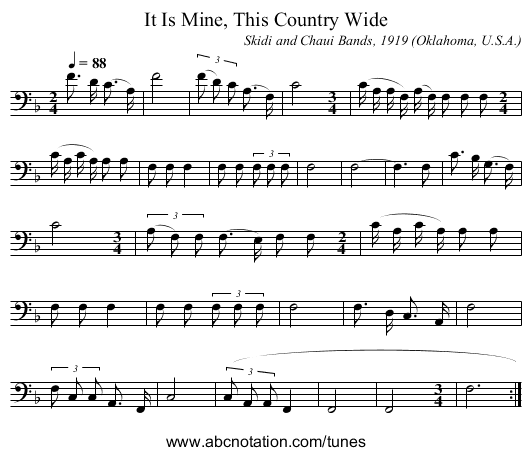 It Is Mine, This Country Wide - staff notation