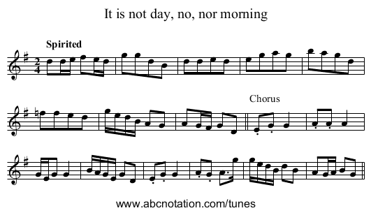 It is not day, no, nor morning - staff notation
