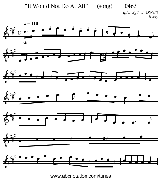 It Would Not Do At All      (song)        0465 - staff notation