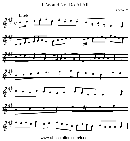 It Would Not Do At All - staff notation