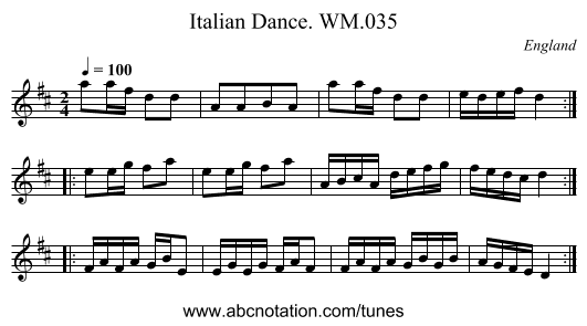 Italian Dance. WM.035 - staff notation