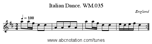 Italian Dance. WM.035 - staff notation