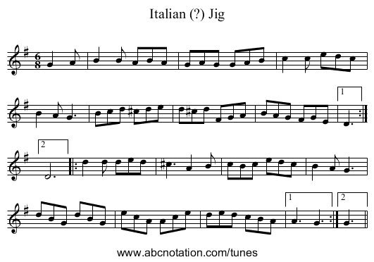 Italian (?) Jig - staff notation
