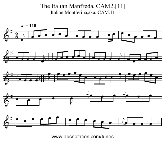 Italian Manfreda. CAM2.[11], The - staff notation