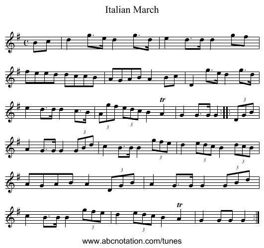 Italian March - staff notation