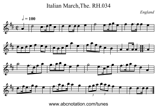 Italian March,The. RH.034 - staff notation