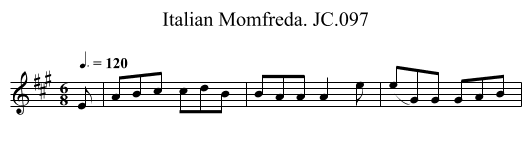 Italian Momfreda. JC.097 - staff notation