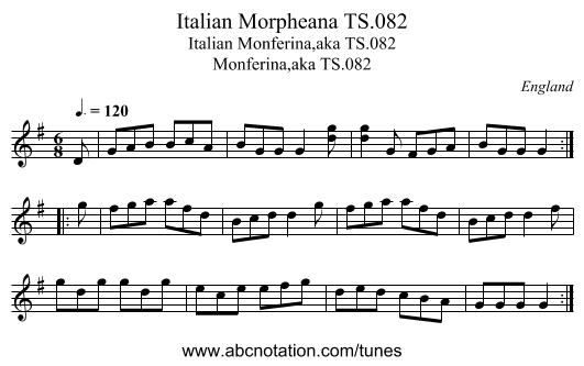 Italian Morpheana TS.082 - staff notation