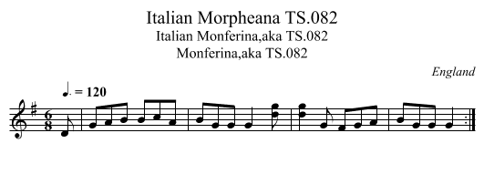 Italian Morpheana TS.082 - staff notation