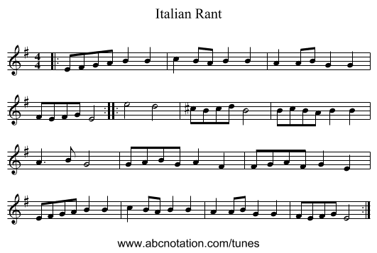 Italian Rant - staff notation