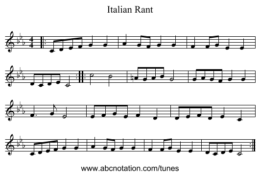Italian Rant - staff notation