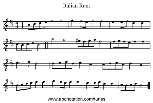 Italian Rant - staff notation