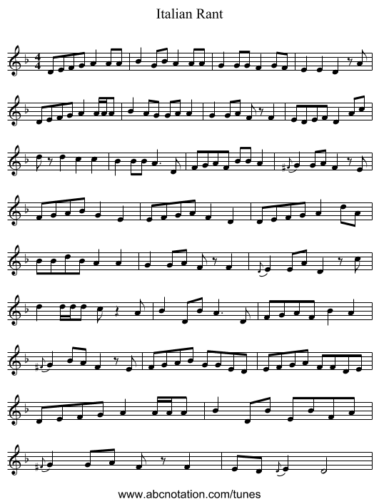 Italian Rant - staff notation