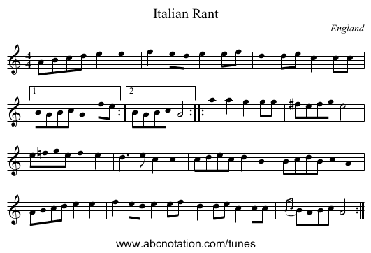 Italian Rant - staff notation