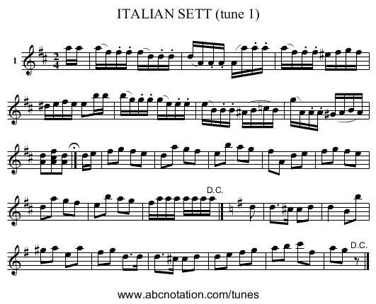ITALIAN SETT (tune 1) - staff notation