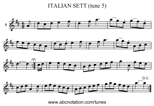 ITALIAN SETT (tune 5) - staff notation
