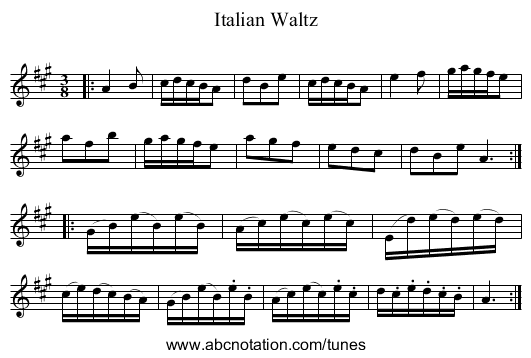 Italian Waltz - staff notation