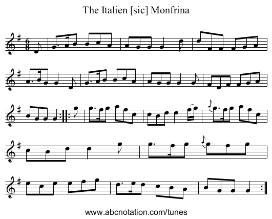 Italien [sic] Monfrina, The - staff notation