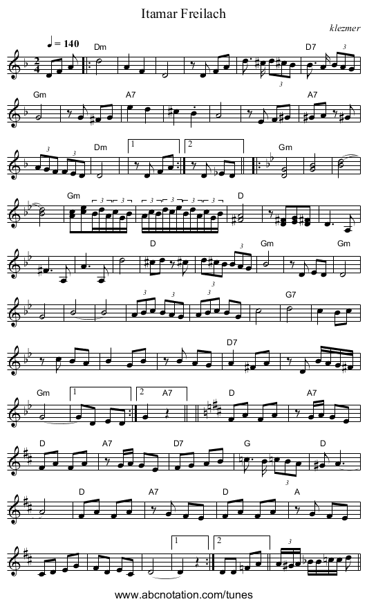 Itamar Freilach - staff notation