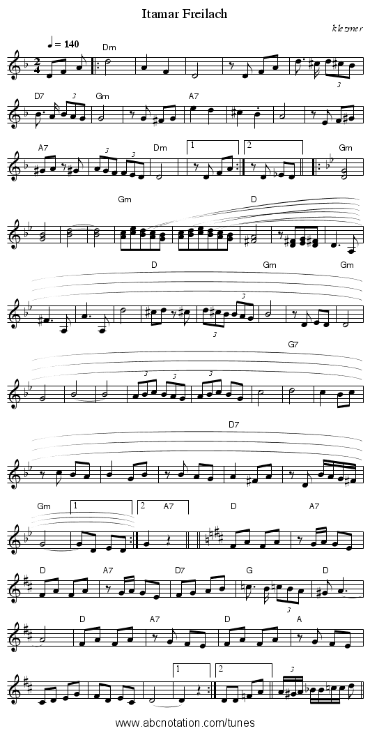 Itamar Freilach - staff notation