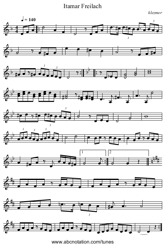 Itamar Freilach - staff notation