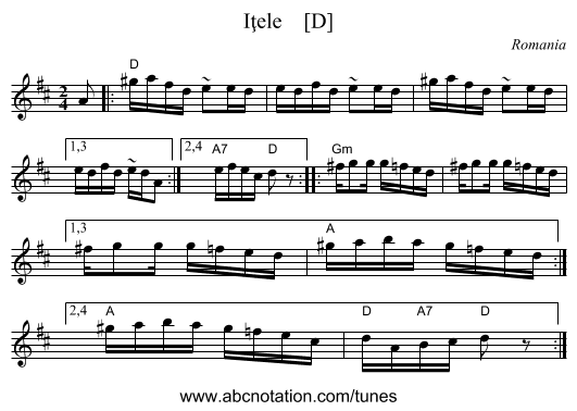 Iţele    [D] - staff notation