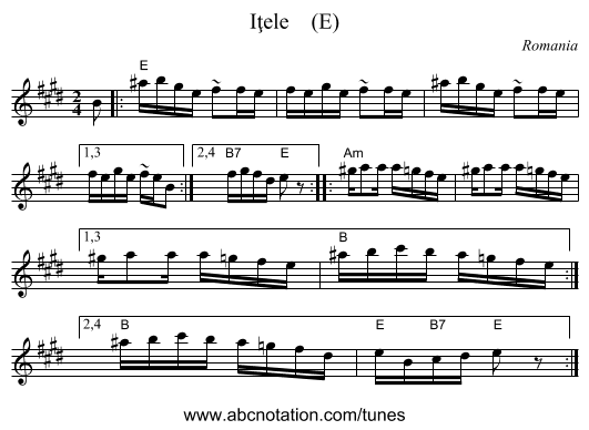 Iţele    (E) - staff notation