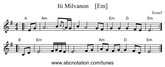 Iti Milvanon    [Em] - staff notation