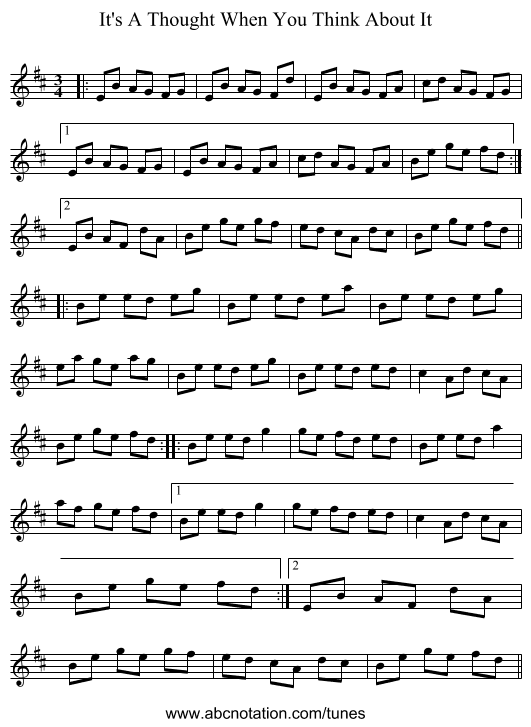 It's A Thought When You Think About It - staff notation
