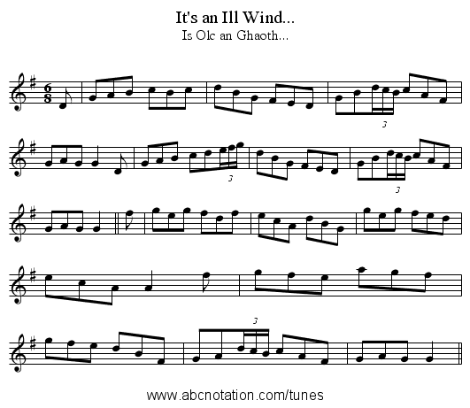It's an Ill Wind... - staff notation