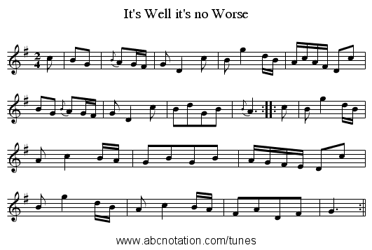 It's Well it's no Worse - staff notation