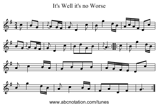 It's Well it's no Worse - staff notation