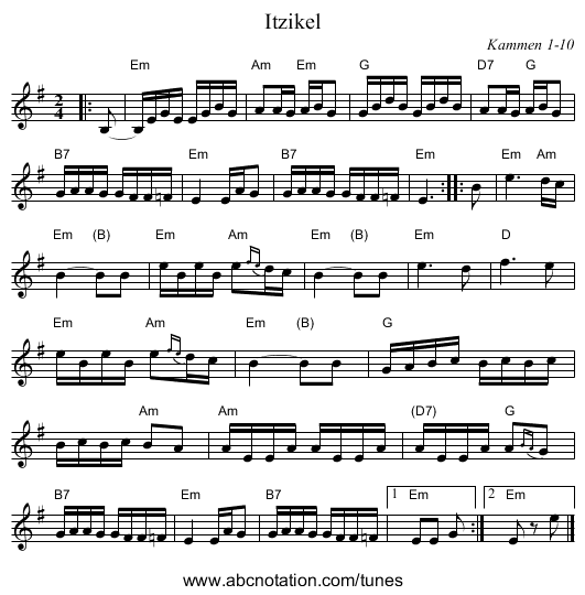 Itzikel - staff notation