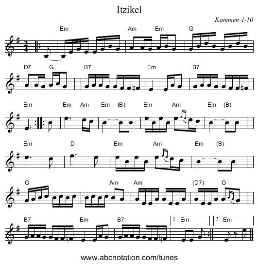 Itzikel - staff notation