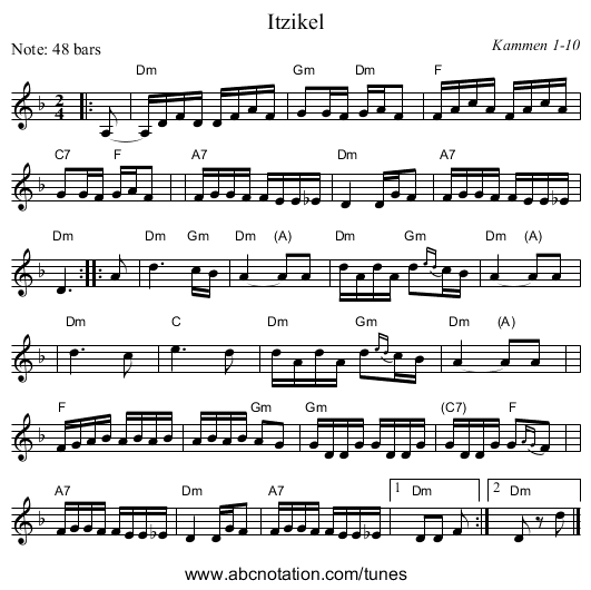 Itzikel - staff notation