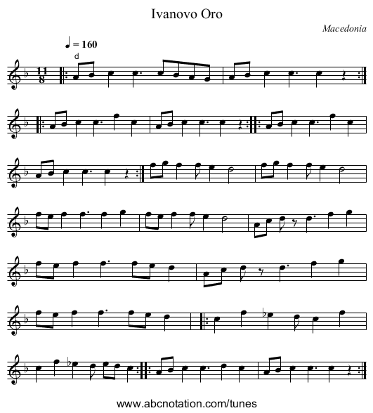 Ivanovo Oro - staff notation