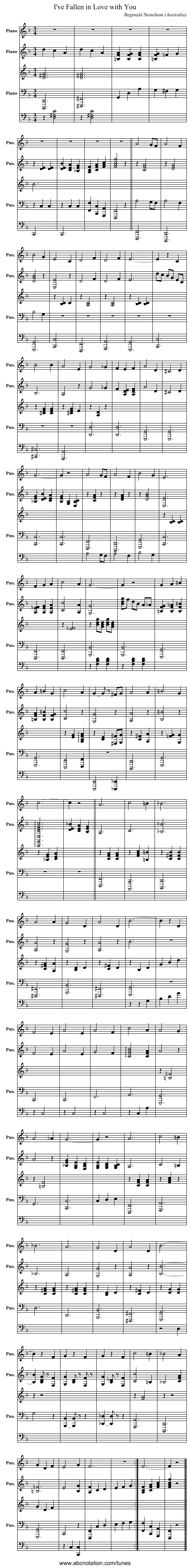 I've Fallen in Love with You - staff notation