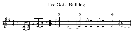 I've Got a Bulldog - staff notation