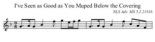 I've Seen as Good as You Muped Below the Covering - staff notation