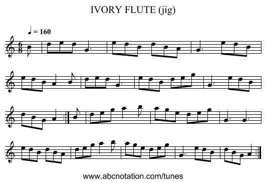 IVORY FLUTE (jig) - staff notation